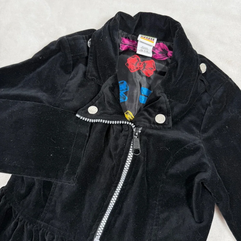 Harajuku Mini for Target Black‎ Velvet Ruffle Moto Jacket Girls Size Medium 7/ 8